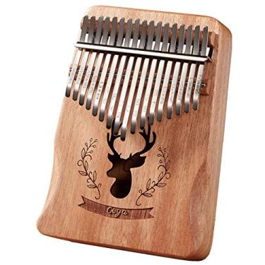 Imagem de Kalimba Piano de polegar de 17 teclas para iniciantes, um instrumento para amantes de música de Marimba, com martelo de afinação (mogno) 18 cm x 13 cm cor de madeira