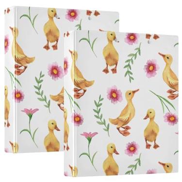 Imagem de Fichários de caderno de três anéis rosa Little Yellow Ducklings fichários de caderno de 3,8 cm com prancheta 1/2 pacote de fichários para tamanho carta (28 cm x 21,6 cm) 200 folhas