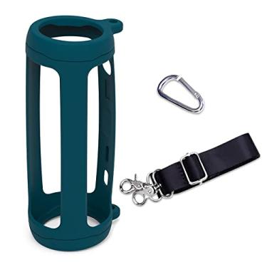 Imagem de LTGEM Capa protetora de silicone para alto-falante Bluetooth portátil JBL Flip 7/6 com mosquetão extra e alça - azul (apenas capa)