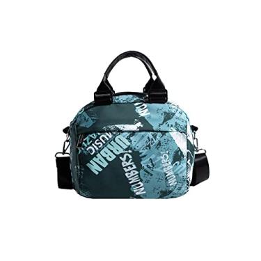 Imagem de CORIOS Bolsa de ombro feminina de lona, casual, transversal, com vários bolsos, alça superior, bolsa Hobo, bolsa carteiro, Verde, Large
