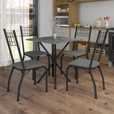 Imagem de Mesa de Jantar de Granito Quadrada Fabone Brisa com 4 Cadeiras Estofadas