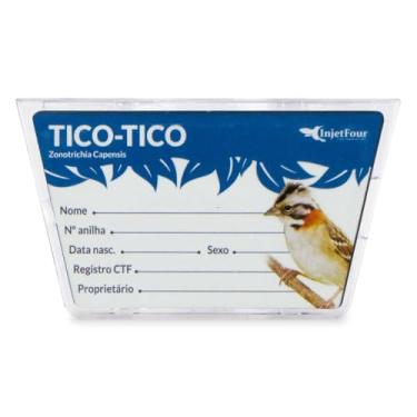 Imagem de Porta Nome Tico Tico Acrílico Ficha Crachá Identificação Marcação Anel Criador Macho Fêmea Criação Placa Identificação Plaquinha Personalizada Passarinho