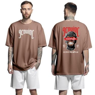 Imagem de Camisa Camiseta Oversized Streetwar Genuine Grit Masculina Larga 100% Algodão 30.1 Danger - Marrom - M