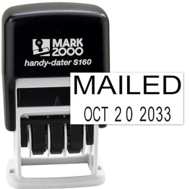 Imagem de Mark 2000 carimbo de borracha autotinta para escritório com frase e data enviados - tinta preta (Handy-Dater S160), pulseira de 12 anos
