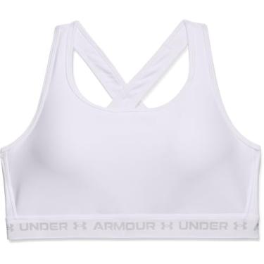 Imagem de Under Armour Sutiã esportivo feminino com costas cruzadas, Branco (100)/Cinza halo, 1X