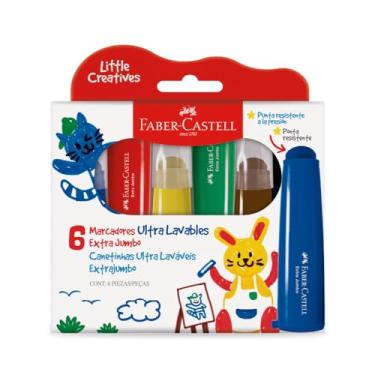 Imagem de Canetinhas Jumbo Little Creatives, Faber-Castell, Coloridas, Laváveis, Pré-escola, 6 Cores