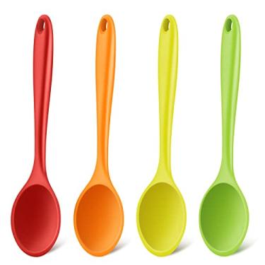 Imagem de Armrouns 4pcs Small Silicone Spoons Nonstick Kitchen Spoon Silicone Serving Spoon for eating Stirring Spoon for Kitchen Cooking Baking.