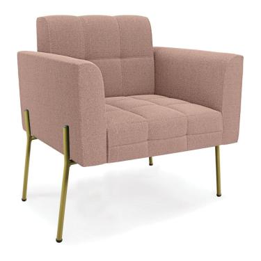 Imagem de Poltrona Sala de Estar Pé de Ferro Dourado Elisa Bouclê Rosê D03 - D`Rossi