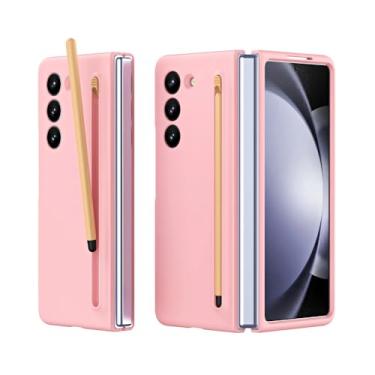 Imagem de Capa de silicone com caneta para Smasung Galaxy Z Fold 6 5 4 3 Slot para caneta Capa de proteção rígida para PC para Z Fold5 Fold6, rosa, para Galaxy Z Fold 5