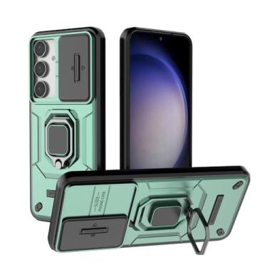 Imagem de Capa de suporte compatível com Samsung Galaxy M35 5G, com capa de lente de câmera deslizante compatível com Samsung SM-M356B/DS Galaxy M35 5G / SM-M356B capa verde