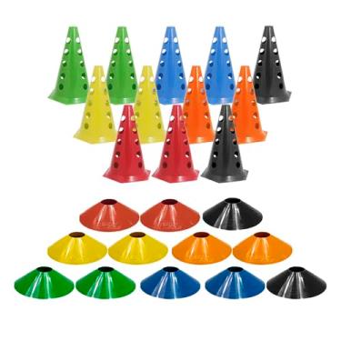 Imagem de 12 Pratos Demarcatório + 12 Cones Furados Circuito Agilidade Funcional