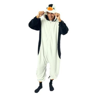 Imagem de Bioworld Macacão adulto com capuz de pinguim Kigurumi, Pinguim, GG