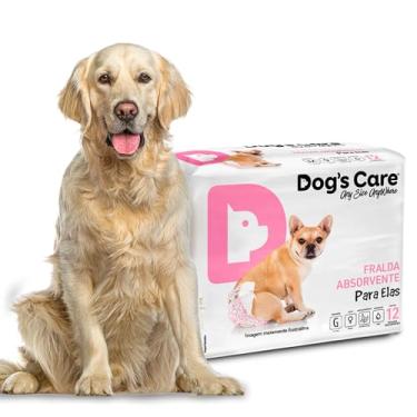 Imagem de DOG’S CARE Fralda Descartável Para Cães Fêmeas de 13 a 20kg - Fralda Absorvente Para Cachorros Idosos e Filhotes - Tamanho G - 12 Unidades