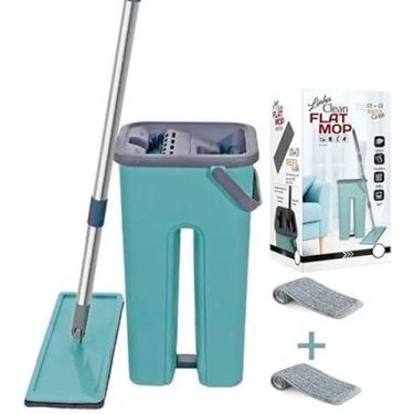 Imagem de Mop Flat e Balde 4 Litros Para Limpeza Em Geral 2 Refis - 123 Útil - R