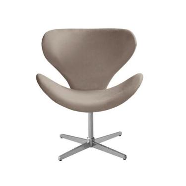 Imagem de Poltrona Decorativa Isis Swan Cadeira Giratória Pé Metal Escritório, H