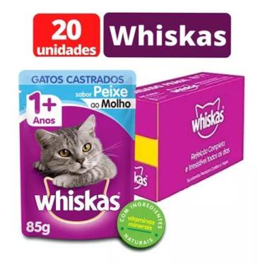 Imagem de Sachê Whiskas Ração Úmida Gatos Todos Tamanhos Caixa 20un, CASTRADO PE
