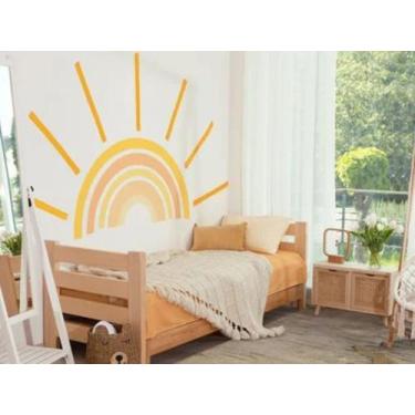 Imagem de Adesivo de Parede Arco Íris Sol Decoração Infantil Berçário - Adesivos