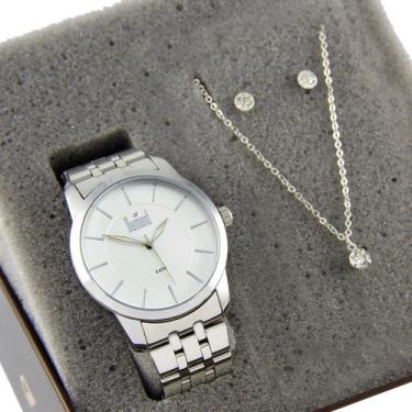 Imagem de Relogio dumont feminino prateado + kit  du2035mns/k3k
