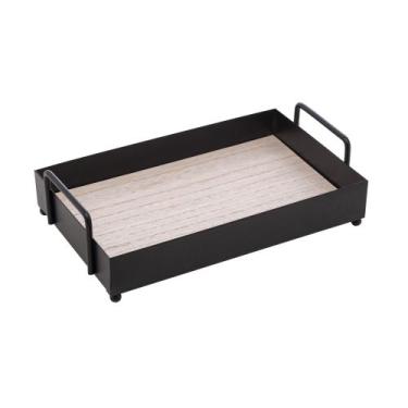 Imagem de Bandeja De Metal C/ Fundo MDF Retangular  22x13x6cm - Lyor