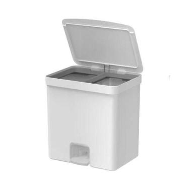 Imagem de Lixeira de Pedal Trium 20L Duplo Compartilhamento Branco - Ou Martipla