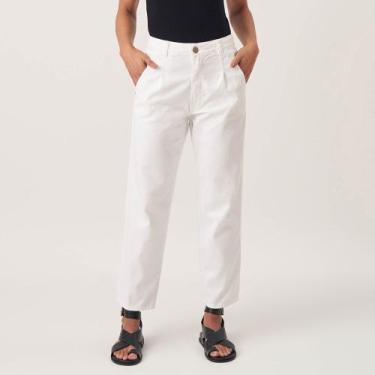 Imagem de Calça Jeans Color Mom Cintura Alta e Pregas - Bloom, Branco, 44