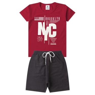 Imagem de Conjunto Infantil Verão Menino Brooklyn  NYC - Bordô - Magia Baby, 03