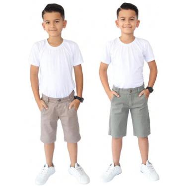 Imagem de Kit 2 Bermudas Sarja jeans Masculina Infantil Confortável Infantil - E