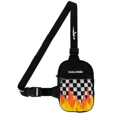 Imagem de Mini Bolsa Lateral Shoulder Bag Masculina Pega a Visão Fogo Xadrez AK 