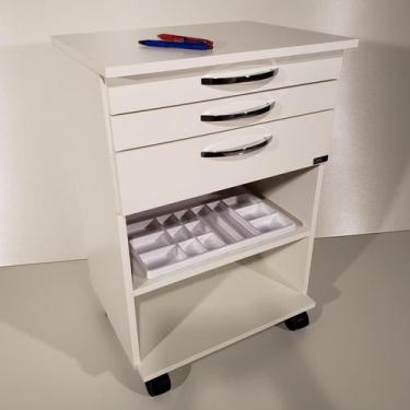 Imagem de Mesa Auxiliar Odontológica + Bandeja Divisória - Deki Móveis Clínicos 