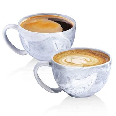 Imagem de Yundu Canecas Jumbo de Cerâmica de Mármore Cinza de 590 ml para Café, Tazas De Cafe Bonitas, Canecas Latte, Sopa, Sorvete, Cereal, Caneca Grande para Cozinha