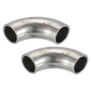 Imagem de PATIKIL 2 peças de cotovelo de curvatura de mandril de 90 graus, conector de tubulação de exaustão de aço OD de 5/8 polegadas de aço inoxidável 316 para corrimão de escada de tubo de escape HVAC