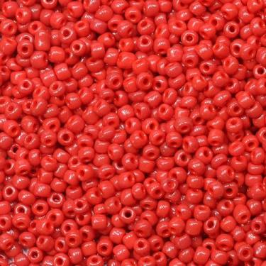 Imagem de LEECOON Grânulos de semente de cor vermelha de 4 mm, 100 gramas, cerca de 1300 peças, tamanho 6/0, pequenas contas de sementes para fazer colar, pulseira, brinco, joias