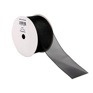 Imagem de Fita de organza de 11,4 cm da ITIsparkle, conjunto de rolo de 25 jardas para embrulho de presente, decoração de bolo, decoração de festa, tranças de cabelo, laço de cabelo, decoração de chá de bebê, arranjos florais, suprimentos de artesanato, fita transparente, marrom, 25yd 11/2" Organza Ribbon-Bla