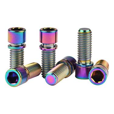 Imagem de Wanyifa Parafuso de titânio M8 x 20 mm com arruela para haste de bicicleta BMX pacote com 6 (Ranibow)
