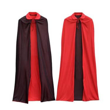 Imagem de MOSSTYUS Teens Halloween Vampire Cosplay Cape Robe Reversible Christmas Cloak Masquerade Costume,Black Red,140CM/55.12INCH