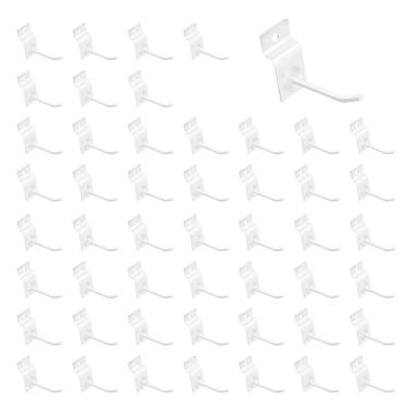 Imagem de Waltool Conjunto de 50 peças de ganchos brancos para painel de parede de 5 centímetros, ganchos de metal para pendurar na parede, organizador de quadro de garagem, loja de varejo