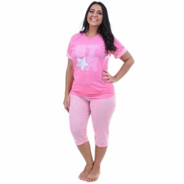 Imagem de Pijama Feminino Manga Curta Calça Curta Bermudão Pescador Star - Pijam