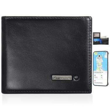 Imagem de Carteira masculina com rastreador, bolso frontal dobrável de couro, minimalista para homens, funciona com Apple Find My(IOS), localizador de carteira fina antiperda, porta-cartões de crédito