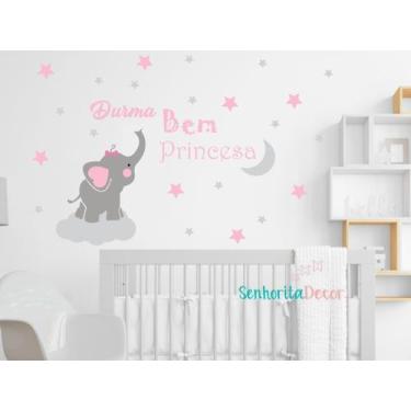Imagem de Adesivo De Parede Quarto Infantil Elefante Frase Bebê Menina - senhori