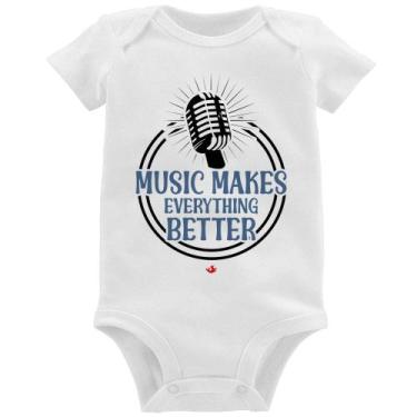 Imagem de Body Bebê Music makes everything better - Foca na Moda, Branco, P