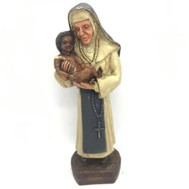Imagem de Escultura Santa Dulce dos pobres 21 cm pintura envelhecida resina - Lu