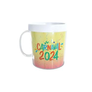 Imagem de Caneca Acrílica Rosqueável Personalizada - Carnaval 2024 - Branco - 1 