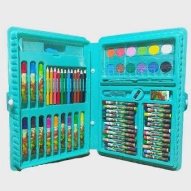 Imagem de Kit Estojo Maleta Escolar Verde Dinossauro 68 Peças. - fun game