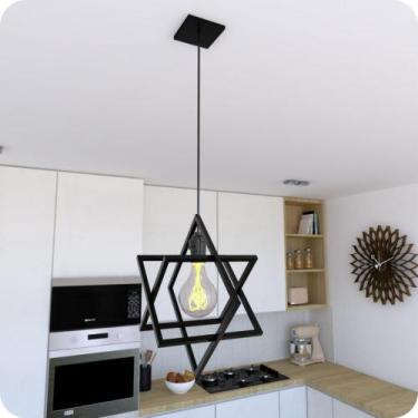 Imagem de Pendente Luminária Cubo Industrial Preto - MetalCromo