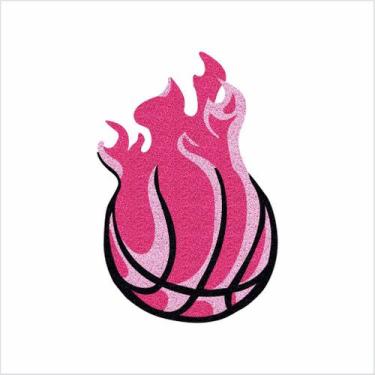 Imagem de Tapete bola de basket fire, cor rosa, decorção para porta de entrada, 
