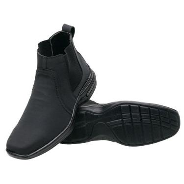 Imagem de Botina Masculina Nobuck Clássica Elástico Bota Casual Cano Médio Confo