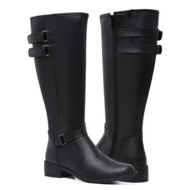 Imagem de Bota Feminina Cano Alto Montaria Leve Confortável Zíper Lateral - Gmm 