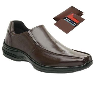 Imagem de Sapato Social Casual Masculino em Couro Legítimo Solado Ortopédico + C