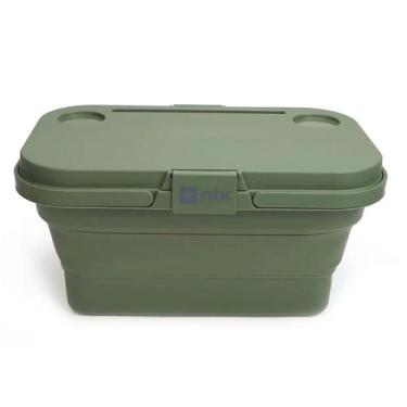 Imagem de Cesta Picnic Dobrável C/ Alças Tampa Porta Copos Vira Mesa em Silicone