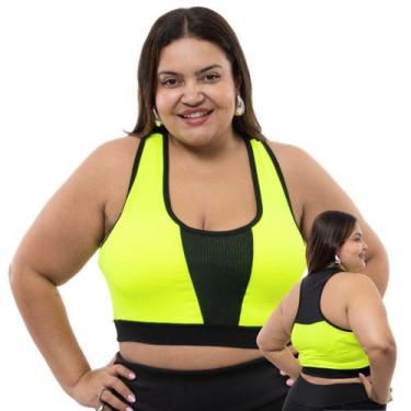 Imagem de Top Academia Feminino Plus Size Fitness Nadador Alça Grossa Suplex E d